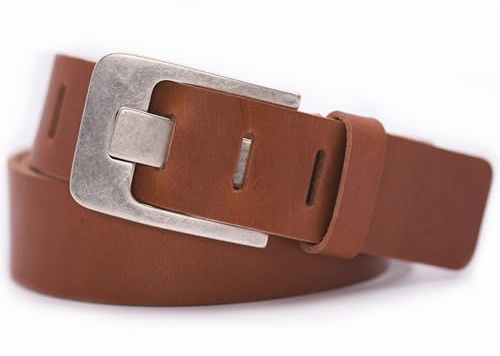 FRIEDRICH HOFFMANN Rustikaler Ledergürtel Damen schwarz - Gürtel Damen schwarz & braun - 100% echtes Leder - Damengürtel 4 cm breit - Made in Germany - einkürzbar