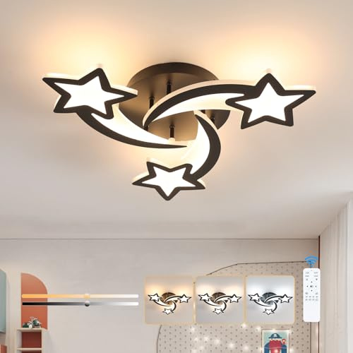 Goeco LED Deckenleuchte Dimmbar 30W 3375LM 51CM 3-Sterne, Schwarz | LED Deckenlampe mit Fernbedienung, Deckenbeleuchtung für Schlafzimmer Esszimmer Wohnzimmer