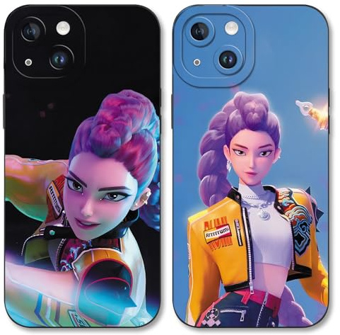 TBNMBGY 2 Stück Schutzhülle für iPhone 14 Hülle 6.1 Zoll, Cartoon AI Hunters Idol Rumi Korea Musik Kpop Sänger Muster für Mädchen Fans Phone Case Handyhülle Stoßfest TPU Ultra Dünn Cover
