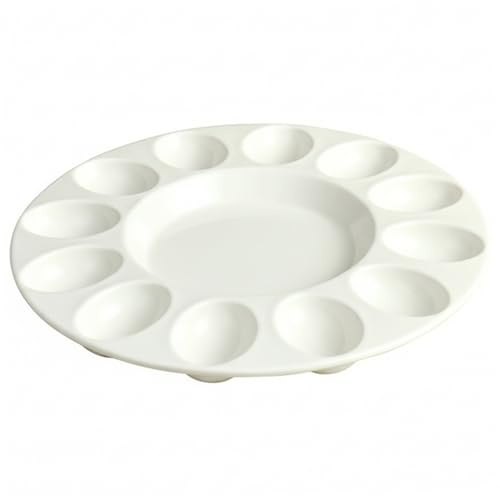 Plato para huevos rellenos, soporte para huevos del diablo, bandeja redonda de cerámica con 12 agujeros, con base antideslizante para decoraciones de festivales, desayuno en la encimera de la cocina