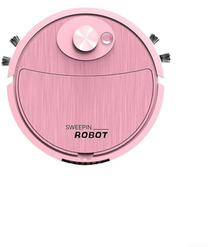 Aspiradora robótica 3 en 1 con función de barrido, fregado y aspirado, recargable por USB, diseño delgado de 5,4 cm, bajo nivel de ruido, limpieza automática para el hogar, debajo de los muebles (Rosa