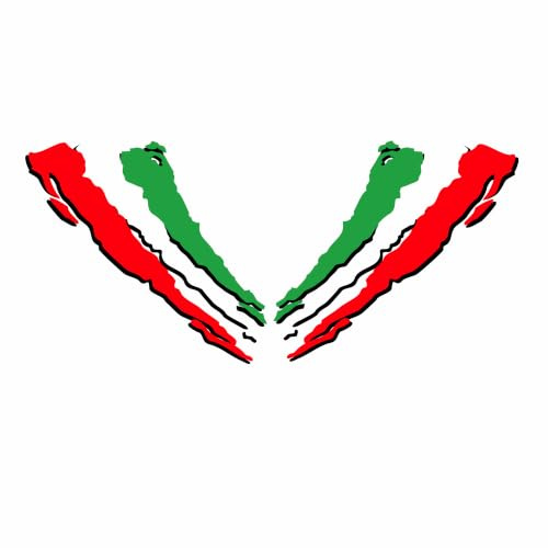 Adesivi Stickers Line graffio tricolore bandiera Italiana (15cm X 15cm) | Set di 2 adesivi (destro e sinistro)