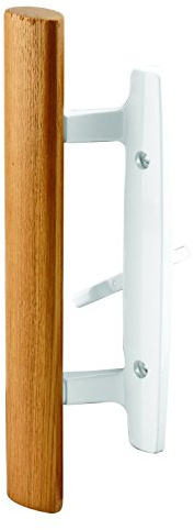 prime-line Produkte C 1208 Terrasse Tür Innen Pull & Verriegelung, 3–15/16 In. Druckguss, mit Holz Pull, Weiß, 1 Stück