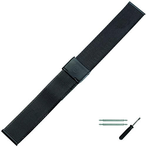 MARBURGER Uhrenarmband 18mm Edelstahl Schwarz - Werkzeug Montage Set 84702000020