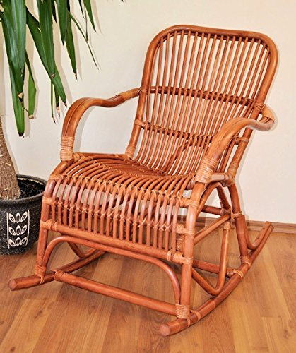 Rattan Schaukelstuhl Rocking Chair Ebony, Korbfarbe Cognac