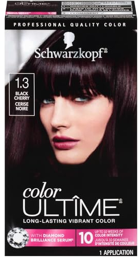 Schwarzkopf Color Ultime 1.3 Black Cherry Hair Dye, Permanent Intense Black with Diamond Brilliance, Fade-Resistant, Covers Grays, All Hair Textures