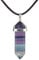 Justinstones Natural Rainbow Fluorite Hexagonal Pendant Necklace, 18 Leather Cord, Unisex, Men's, Boho Style