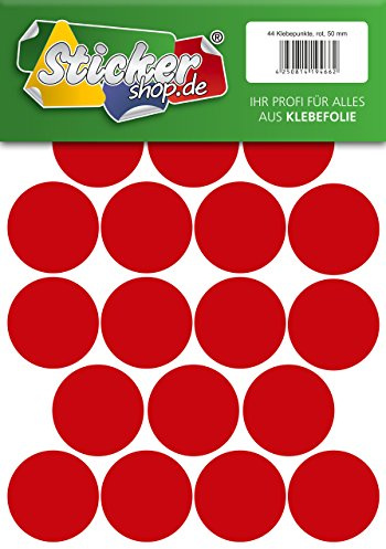 Klebepunkte aus PVC Folie, wetterfest, Markierungspunkte Kreise Punkte Aufkleber (50 mm, rot)