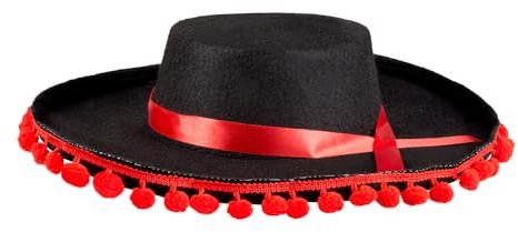 Boland 04263 - Hut Espagnole, Rot-Schwarz, Kopfbedeckung, Flamenco-Tänzer, Spanier, Spanien, Kostüm, Karneval, Mottoparty