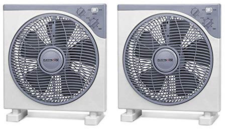 Lot de 2 ventilateurs carrés au design moderne avec moteur silencieux, minuteur de 2 h, grille oscillante et 3 vitesses 40 W 30,5 cm