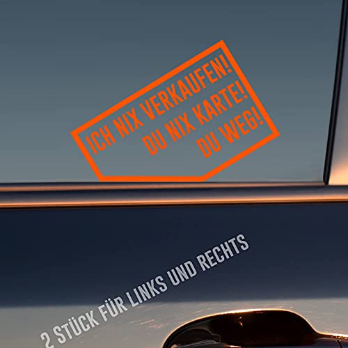 Hellweg Druckerei Ich nix nix Karte! Du Weg! 2 Stück Rechts & Links Auto Aufkleber Sticker Heckscheibenaufkleber
