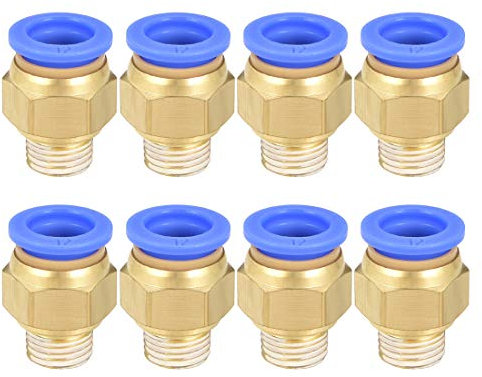 sourcing map Lot de 8 raccords pneumatiques droits G1/4 mâle x 12 mm