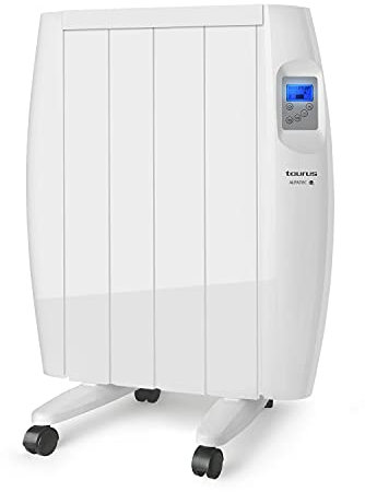 TAURUS- Radiateur Électrique à Inertie Sèche Malbork 600W|Programmateur Hebdomadaire et Quotidienne, Thermostat Réglable (10-35ºc), Arrêt Automatique| Écran LCD Rétroéclairé| Installable/Transportable