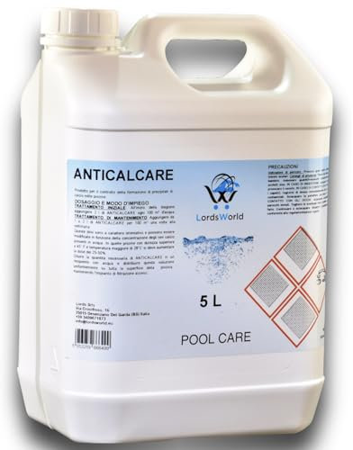 LordsWorld Pool Care - Anticalcare per Acqua Piscina Fuori Terra, Interrata, Spa e Jacuzzi - Chiarifica ed Evita la Formazione di Calcare - Compatibile con Piscine Acqua e Sale (5Lt)