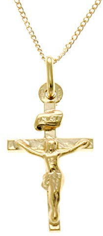 Alexander Castle Solide 9ct 375 Gold Kruzifix Halskette für Frauen - Kreuz Kette Damen 18 9ct 375 Gold Kette & Schmuck Geschenk-Box
