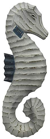 Kaemingk dekorative Wanddeko maritimes Wandobjekt aus Holz Motiv Seepferdchen weiß-blau oder hellgrau-blau Shabby Optik (hellgrau-blau, ca. 40 x 2 x 13 cm)