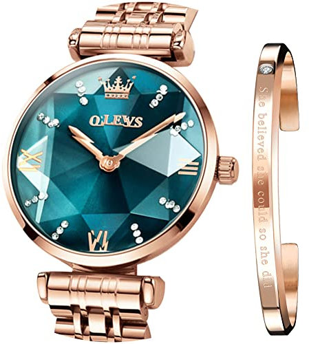 OLEVS Ladies Watches Japanese Quartz Rose Gold Crystal Stainless Steel Fashion Women Wrist Watch Waterproof Luxury Dress Female