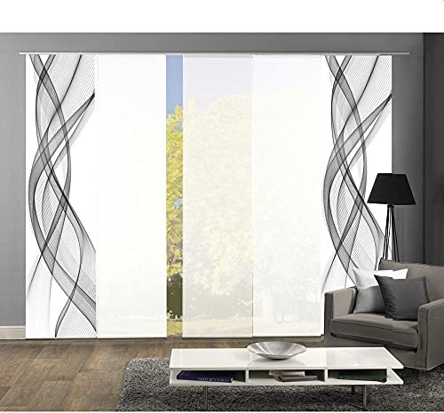 wohnfuehlidee 5er-Set Schiebevorhang (53771), Mariella, Höhe 245 cm, grau/Weiss