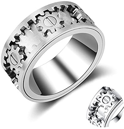 AMZCOM Spinner Ringe für Herren & Damen, Edelstahl Anxiety Fidget Ringe, Drehen Silber Verlobungsringe Trauringe Breit Ringe Freundschaftsringe Jahrestag Ringe,12