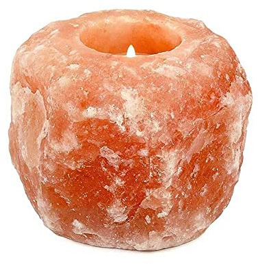 Accessori di cristallo di sale rosa (portacandele in cristallo di sale rosa - foro singolo naturale)