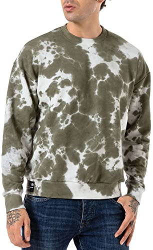 Redbridge Sweatshirt Herren Rundhals Pullover Batik Grün XL