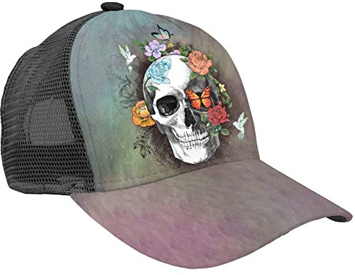 Baseballkappe mit Totenkopfmotiv, verstellbar, für Damen und Herren, Farbe 1, Einheitsgröße