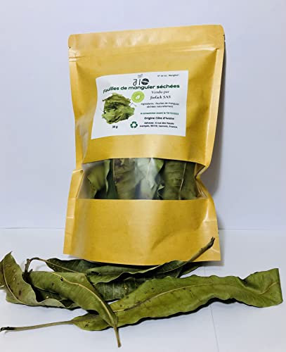 Feuilles de manguier séchées – 100% naturelles – Pour infusion et soins personnels – 30 g (Plus de 30 feuilles)
