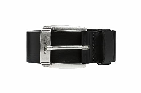 Replay Herren Gürtel aus Leder, Black 098 (Schwarz), 110