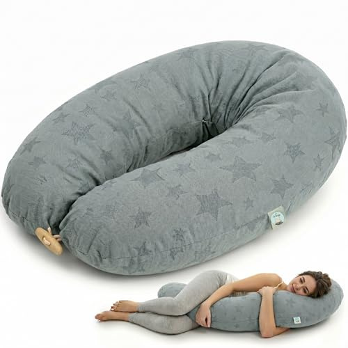 sei Design Natur-Stillkissen XXL mit Bezug GOTS Bio-Baumwolle & Oeko-TEX Kapok | Füllmenge anpassbar | IGR Ergonomie geprüft & empfohlen | Seitenschläferkissen 100% Plastikfrei