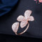 ZLING Zircons Redimensionnables Luxe Or Rose Couleur Argent Cubique Zircone Fleur Feuille Ouvert Manchette Anneaux Femmes Fiançailles Fête Cadeau