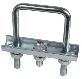 Bride de montage AB TECH universelle carrée 60 mm en acier zingué pour tube carré de 60x60mm, fixation par écrous et rondelles M10, argenté, montage sur timon