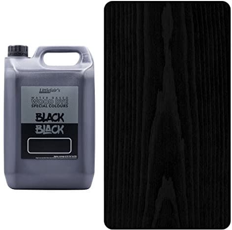 Littlefair's Holzbeize auf Wasserbasis - (Schwarz Schwarz) - ungiftig, umweltfreundlich und schnell trocknend - Einfach aufzutragende, konzentrierte Formel für alle Holzarten - 20 LTR