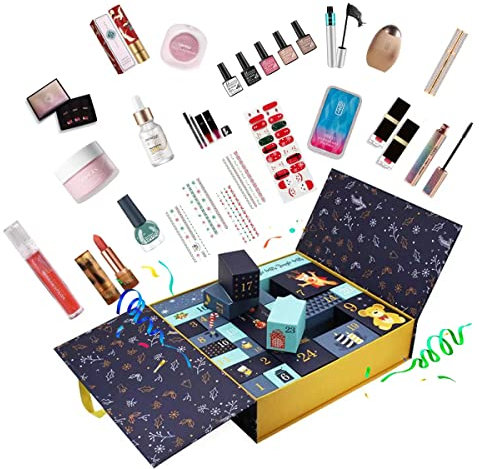 Adventskalender 2022 Beauty Make Up Set für Damen und Teenager Mädchen Weihnachtsadventskalender Schminke Weihnachten Blind Box Geschenk Weihnachten Countdown mit 24 Kosmetika