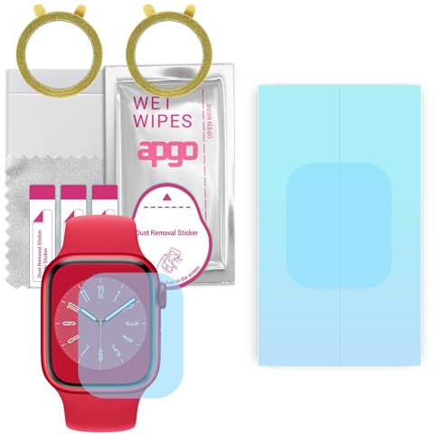 apgo 2 Stück HD HQ FLEX Schutzfolie kompatibel mit Apple Watch 8 (41mm) Smartwatch, Hydrogel Displayschutzfolie mit abgerundeten Rändern, Displayfolie zum gesamten Bildschirm