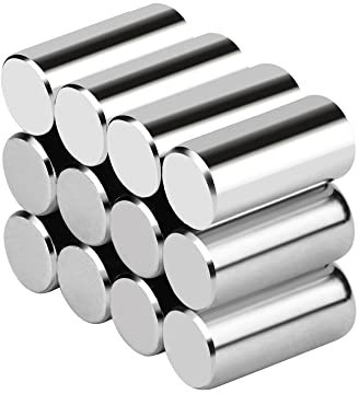 Realth 12 Stück Neodym Magnetzylinder - Dauermagnete Rundmagnete Stab 6,4mm*12,5mm für Wissenschaftlichen Unterricht und Handwerk (MC607)
