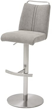 Robas Lund Barhocker Eisgrau Stoffbezug drehbar 360°, Barstuhl höhenverstellbar, Giulia A