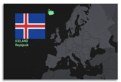 Europa Karte Poster Island Geographische Position Dekoratives Gemälde Leinwand Wand und Kunst Bild Familie Schlafzimmer Dekor 50 x 75 cm