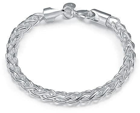 OBCPD 925 Sterling Silber Armband 6mm20cm Kette Armband für Herren Schmuck Geschenke