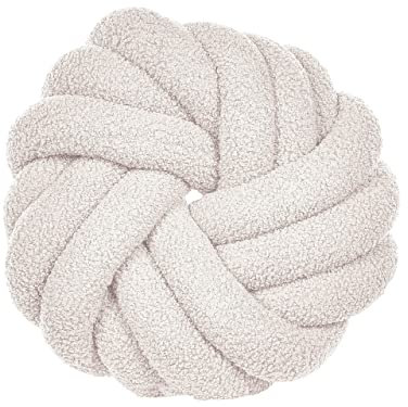 Beliani Modernes Knotenkissen Weiß Bouclé Plüsch Geflecht 31 x 31 cm Akola
