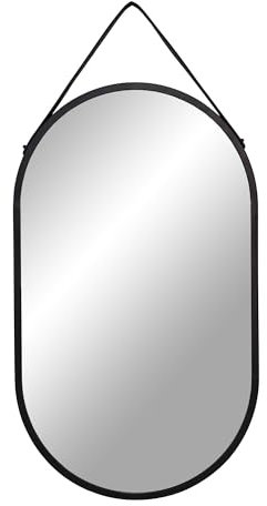 House Nordic Trapani Mirror - Spiegel mit schwarzem Stahlrahmen und PU-Band 35x60