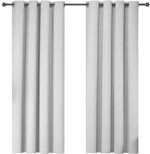 Ystyle Tende Oscuranti 100% per Interni, Tende Termiche Effetto Lino 2 Pezzi, 140×240cm, Tenda Termica Isolante Freddo E Caldo, Tende Moderne Soggiorno Camera Da Letto Con Anelli, Grigio Bianco