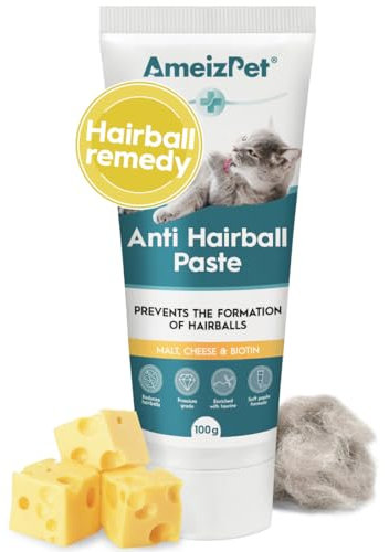 AmeizPet Pasta al Malto per Gatti, Pasta per Gatto Anti Bolo, Rimedio per Gatti per Ridurre i Boli di Pelo, Taurina e Formaggio, 100g (3.52 Oz)