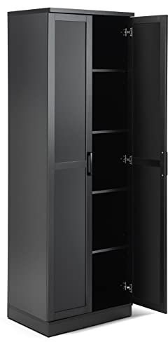 COSTWAY Armoire de Rangement, Armoire Chambre 2 Portes et 4 Étagères, Poignée en Métal, Armoire Multifonctionnelle, 59 x 43,5 x 178cm (Noir)