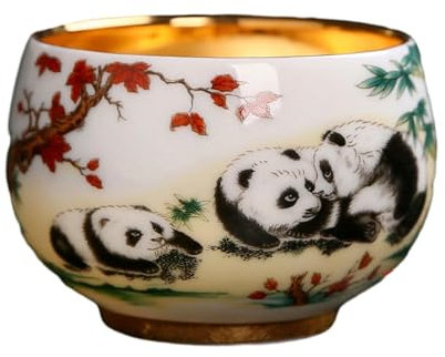 Keramik-Tasse, vergoldet, Panda-Besitzer, Kung-Fu-Teetasse, Geschäftsgeschenk, Panda-Zen-Becher, 190 ml