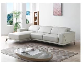 Vente-unique-Ecksofa - Büffelleder - Ecke Links - Beige - ANDOR