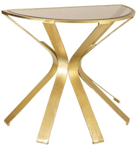 WANDERLUST DECO Recibidor de Metal Dorado y Cristal 94x52x78