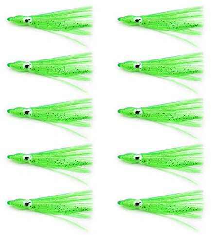 10 Stück 90 mm Angelköder, leuchtende Oktopus, weiche Köder, Gummiköder, Garnelenköder, Tintenfischhaken, Stoffrolle, Meeresangeln, Octopus, weiche Köder