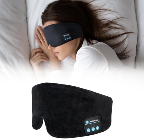 Soft Sleep Eye Mask Silk Bluetooth Headphones Adjustable Wireless Headband Earphones for Sleeping Meditation Insomnia, Music Eye Cover Earbuds for Airplane Travel Nap, Black