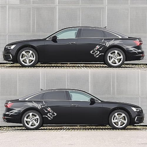 Wolf Aufkleber Stickers für Autos und Pickup Trucks, Vinyl Wolf Karosserie Aufkleber zum ändern von Hinterrad und Türen (Grau)