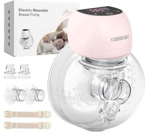 Breast Pump Electric, Electrical Breast Pumps Hands Free Wearable Portable, 12 Levels 4 Modes with LED Display, Low Noise Painless Rechargeable Wireless Breast Pump W/ 21&24MM Flanges(Pink 1PCS)
